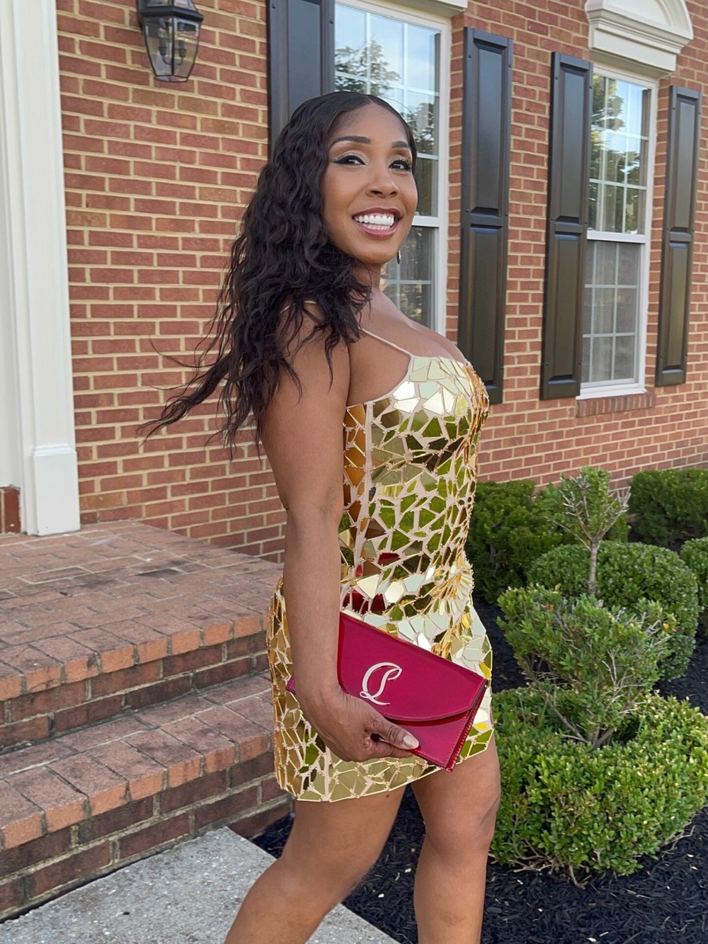 Sherri Hill Gold Mirror Mosaic Mini Cocktail Dress